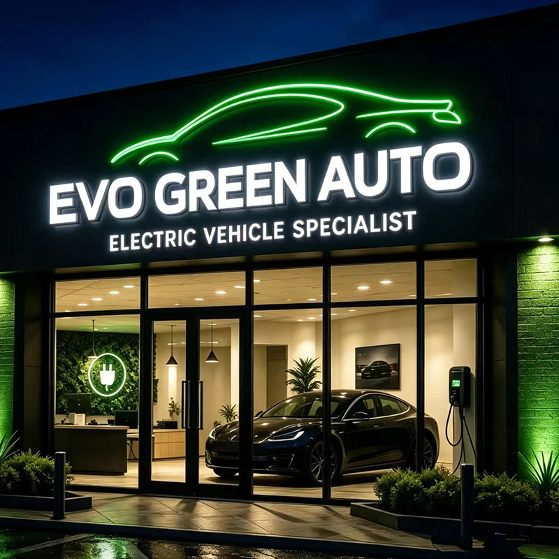 Auto Repair Shop Logo Design - Enseigne lumineuse LED personnalisée pour extérieur,