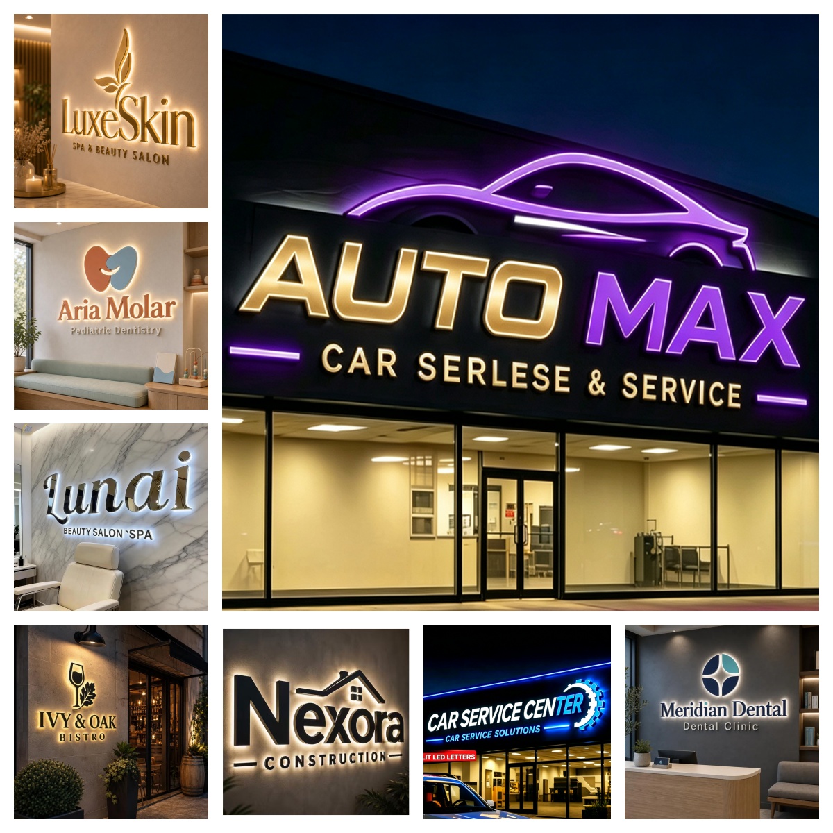 Enseigne lumineuse LED 3D pers - Auto Repair Shop Logo Design avis et prix